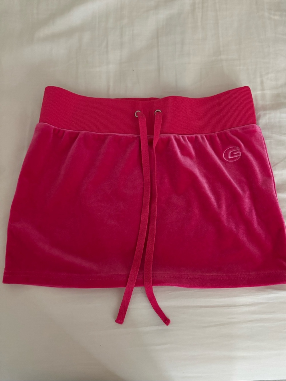 I.AM.GIA Hot Pink Velour Drawstring Mini Skirt